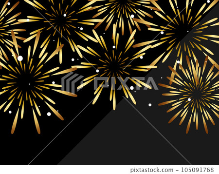 Luxury fireworks background horizontal position black & gold Luxury fireworks background horizontal position black & gold 105091768