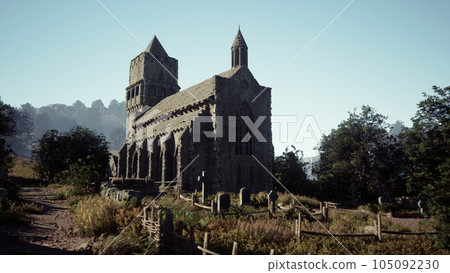 An old Church in a mystical fog An old Church in a mystical fog 105092230