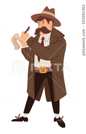 Detective writing down info on notebook spy vector Detective writing down info on notebook spy vector 105092362