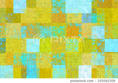 Hazy yellow and turquoise blue overlapping square color surface fabric texture Hazy yellow and turquoise blue overlapping square color surface fabric texture 105092509