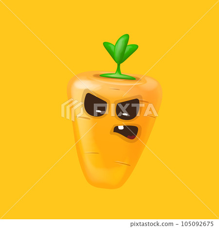 Cute smiling carrot isolated on orange background. Funky Emoji carrot. Smile vegetable sticker with emotions. Carrot sticker Cute smiling carrot isolated on orange background. Funky Emoji carrot. Smile vegetable sticker with emotions. Carrot sticker 105092675