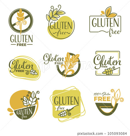 Gluten free products labels or emblems, dieting Gluten free products labels or emblems, dieting 105093084