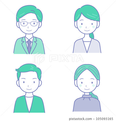 Working people young men and women upper body 2 colors Working people young men and women upper body 2 colors 105093165