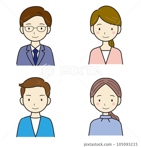 社會成員年輕男性和女性上半身 105093215