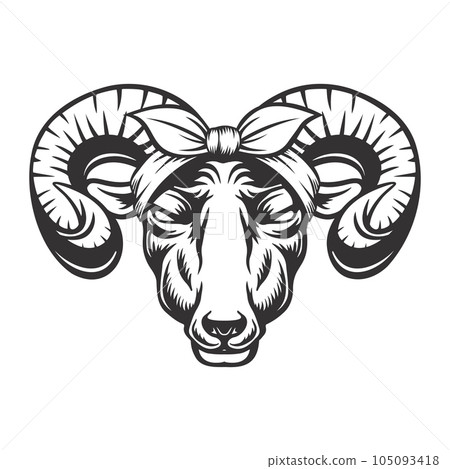 goat headband bandana line art. Farm Animal. goat logos or icons. vector illustration goat headband bandana line art. Farm Animal. goat logos or icons. vector illustration 105093418