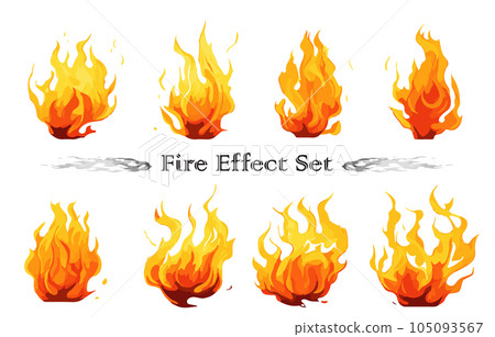 Fire and flame effect material set 105093567