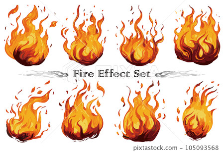 Fire and flame effect material set 105093568