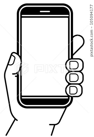 Hand Holding Mobile Phone Screen Cartoon Icon 105094177