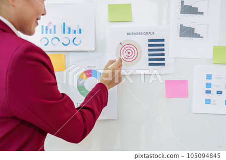 Business leader pointing at goals plan and analyze financial data for long term investments 105094845