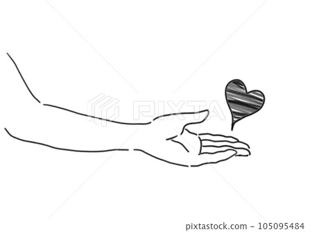 手上有心的手繪線圖插圖 手上有心的手繪線圖插圖 105095484