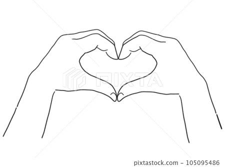 手工製作的心形標記的手繪線條圖插圖 105095486