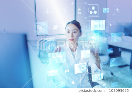 woman working in white coat woman working in white coat 105095635