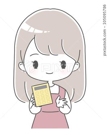 顯示計算器的微笑的女人 105095786