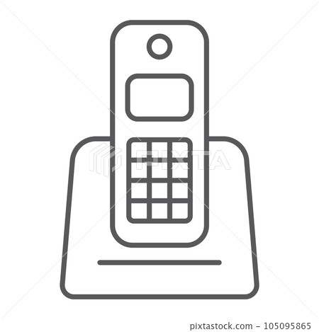 Wireless telephone thin line icon, appliance and communication, phone sign, vector graphics, a linear pattern on a white background, eps 10. Wireless telephone thin line icon, appliance and communication, phone sign, vector graphics, a linear pattern on a white background, eps 10. 105095865