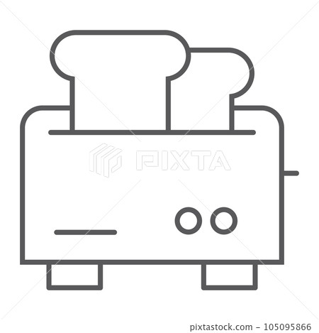 Toaster thin line icon, appliance and electrical, kitchenware sign, vector graphics, a linear pattern on a white background, eps 10. Toaster thin line icon, appliance and electrical, kitchenware sign, vector graphics, a linear pattern on a white background, eps 10. 105095866