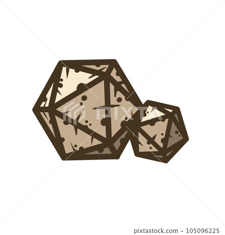 Dice d20 for playing Dnd. Dungeon and dragons board game. Cartoon outline drawn illustration Dice d20 for playing Dnd. Dungeon and dragons board game. Cartoon outline drawn illustration 105096225
