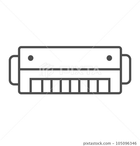 Harmonica thin line icon, music and blues Harmonica thin line icon, music and blues 105096346