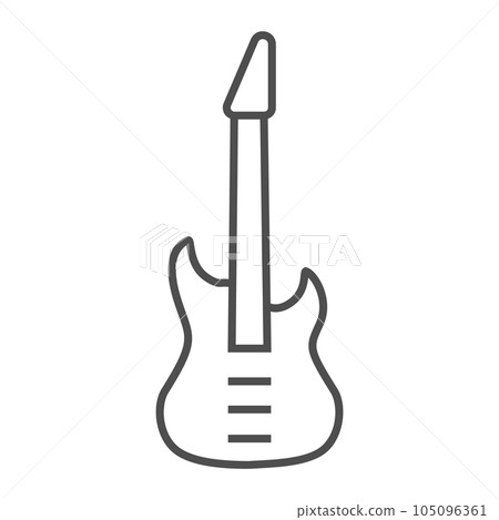Bass guitar thin line icon, music and string 105096361