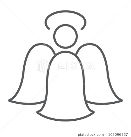 Angel thin line icon, decoration and christmas 105096367
