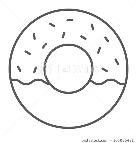 Donut thin line icon, food and sweet, cake sign Donut thin line icon, food and sweet, cake sign 105096451
