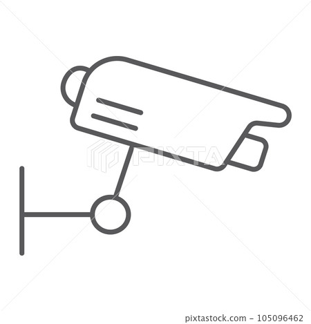 Surveillance camera thin line icon, guard digital 105096462