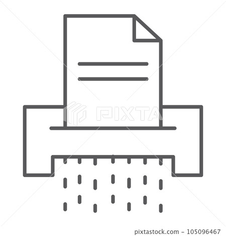 Document shredder thin line icon, file document 105096467