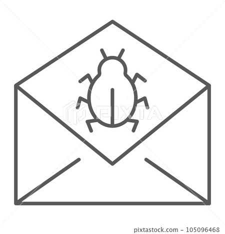 Mail virus attack thin line icon, message Mail virus attack thin line icon, message 105096468