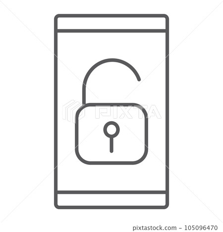 Device unlock thin line icon, technology 105096470