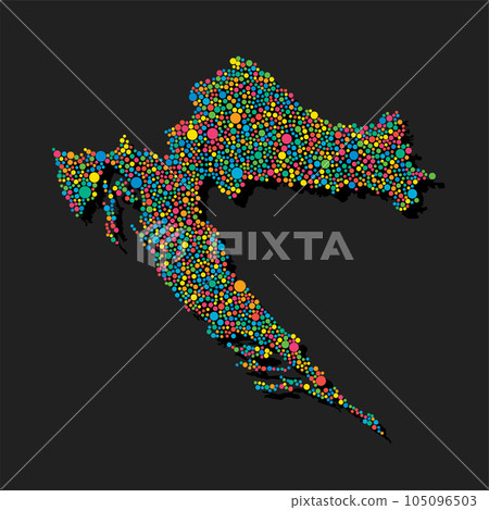 Creative map Croatia from random colorful dots 105096503