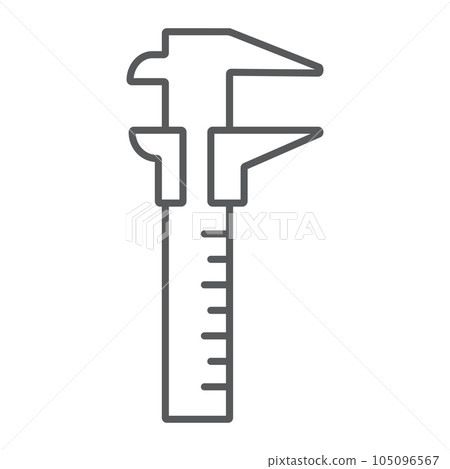 Vernier caliper thin line icon, tool instrument 105096567