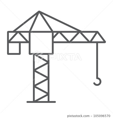 Tower crane thin line icon, lifting and building - Stock Illustration ...