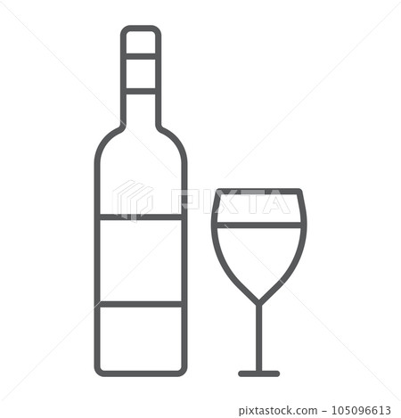 Wine thin line icon, alcohol and drink, glass sign 105096613