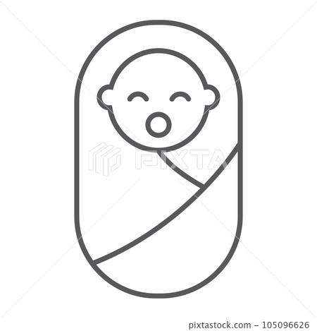 New born baby thin line icon, child and newborn 105096626