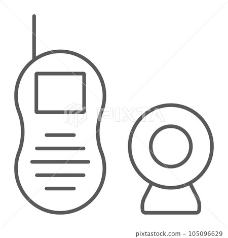 Baby monitor thin line icon, child 105096629
