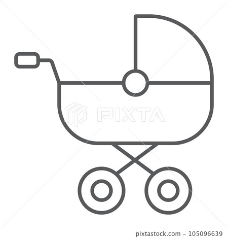 Baby carriage thin line icon, child and pram Baby carriage thin line icon, child and pram 105096639
