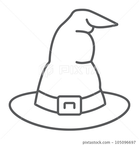Witch hat thin line icon, costume and halloween 105096697