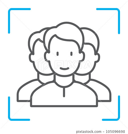 Multi face id thin line icon, face recognition 105096698