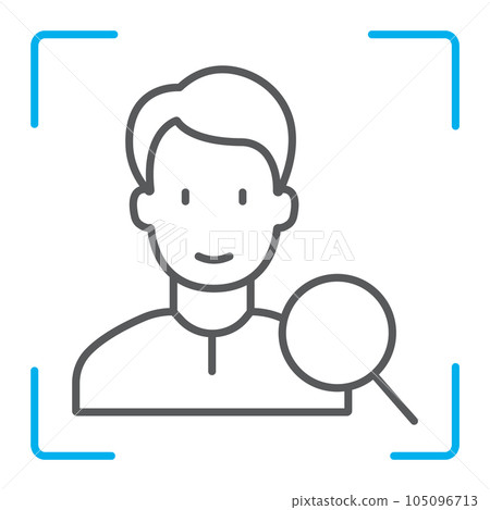 Face ID thin line icon, face recognition 105096713