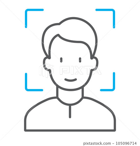 Face ID thin line icon, face recognition 105096714