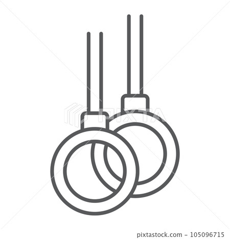 Gymnastic rings thin line icon, athletics sport 105096715