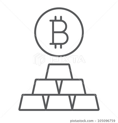 Bitcoin vs gold thin line icon, finance and money Bitcoin vs gold thin line icon, finance and money 105096759