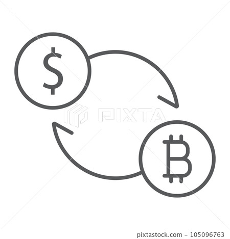 Exchange thin line icon, bitcoin and money Exchange thin line icon, bitcoin and money 105096763