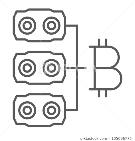 Mining hardware thin line icon, money and finance Mining hardware thin line icon, money and finance 105096775