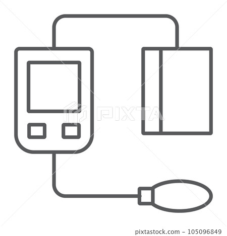 Blood sphygmomanometer thin line icon, medical 105096849