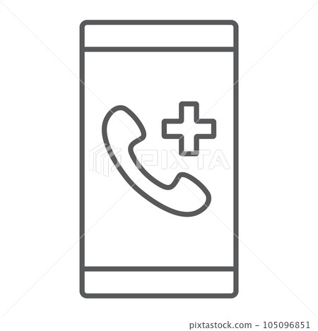 Emergency call thin line icon, medical and service 105096851