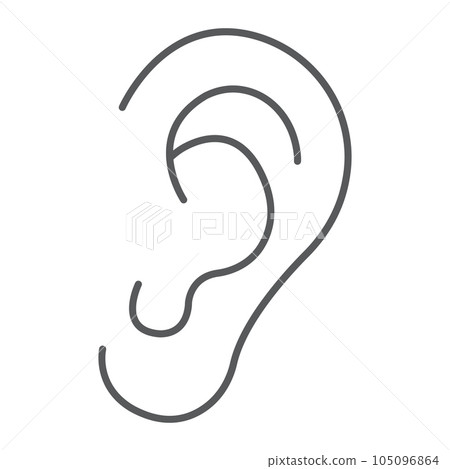 Human ear thin line icon, anatomy and biology 105096864