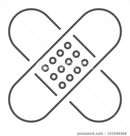 Adhesive plaster thin line icon, emergency 105096866