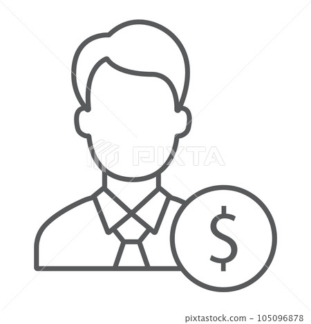Investor thin line icon, finance and banking 105096878