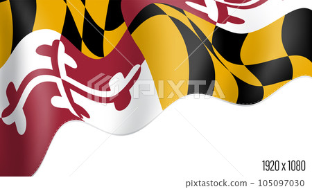 American state of Maryland realistic founding day background. USA state of Maryland banner in motion waving, fluttering in wind. Festive patriotic HD format template for independence day American state of Maryland realistic founding day background. USA state of Maryland banner in motion waving, fluttering in wind. Festive patriotic HD format template for independence day 105097030