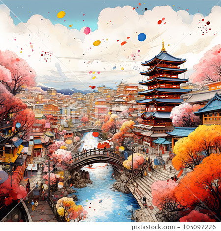 Colorful Japanese scenery (Tokyo, Kyoto, city) 105097226